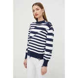 Silvian_Heach Bombažen pulover mornarsko modra barva