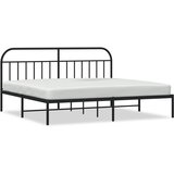The Living Store Kovinski posteljni okvir z vzglavjem črn 200x200 cm - Posteljni Okvir, (21524525) | Shoptok.si