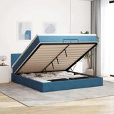 vidaXL Otomanski posteljni okvir z vzmetnico moder 200x200 cm žamet, (22054022) | Shoptok.si