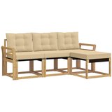 vidaXL Zunanja garnitura za sedenje z blazino 4 pcs Bela in bež, (5000280708) | Shoptok.si