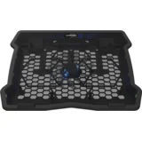NS02, Cooling stand single fan with 2×2.0 USB hub, support up to 10”-15.6” laptop, ABS plastic and iron, Fans dimension:125*125*15mm(1pc), DC 5V, fan speed: 800-1000RPM, size:340*265*30mm, 406g