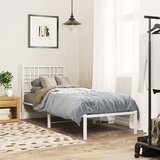 Maison Chic Kovinski Posteljni okvir - Enojna postelja - Postelja za odrasle z vzglavjem bel 80x200 cm, (21693979) | Shoptok.si