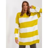 Fashion Hunters Olive-ecru oversize women's sweater Cene