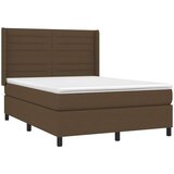  Krevet box spring s madracem LED tamnosmeđi 140x200 cm tkanina | shoptok.hr