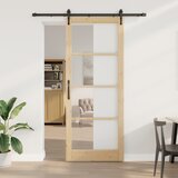 vidaXL drsna vrata s kompletom 93x232 cm Trden les bor, notranja vrata z steklom 'ORKDAL'93x232x4 cm Trden les bor Cene
