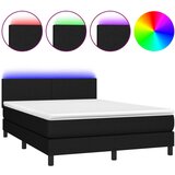 vidaXL Box spring postelja z vzmetnico LED črna 140x190 cm blago, (20790943) Cene