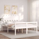 vidaXL okvir kreveta s uzglavljem bijeli 140 x 190 cm od masivnog drva | shoptok.hr
