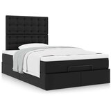 vidaXL Otomanski posteljni okvir z vzmetnico črn 120x190 cm um. usnje | Shoptok.si