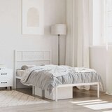 vidaXL Kovinski posteljni okvir z vzglavjem bel 100x190 cm | Shoptok.si
