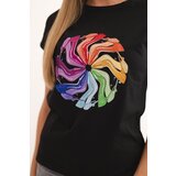 Kesi Women's cotton short-sleeve blouse with colorful print black | Shoptok.si
