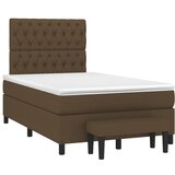 vidaXL Box spring postelja z vzmetnico temno rjava 120x190 cm blago, (21111338) Cene