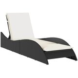  Ležaljka za sunčanje s jastukom crna 60x205x73 cm poliratan | shoptok.hr