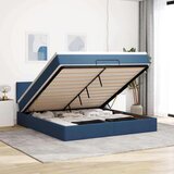vidaXL Otomanski posteljni okvir z vzmetnico moder 180x200 cm blago | Shoptok.si