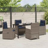  Vrtni set za objed s jastukom 5 pcs Siva Poli ratan | shoptok.hr