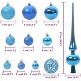  Set Božićnih Ukrasnih Kuglica 61 pcs Plava Plastika | shoptok.hr