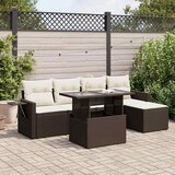  6-dijelni set vrtnih sofa od poliratana s jastucima smeđi | shoptok.hr