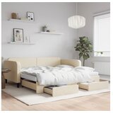 vidaXL Dnevni krevet na razvlačenje s ladicama krem 100x200 cm tkanina | shoptok.hr