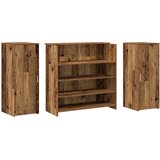  pisalna miza s pultom in omaricami, inženirski les, starinski les, 180x50x103,5 cm, 3 kos | Shoptok.si