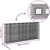  Gabionski uzdignuti krevet 4 pcs Srebrno 330 x 50 x 150 cm | shoptok.hr