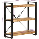 Regal za knjige s 3 razine 77x30x80 cm od drva manga i željeza | shoptok.hr