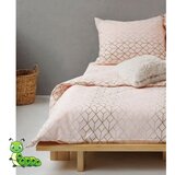  Posteljina pamučni krep roze sa zlatnim prugama - 140x200 | ePonuda.com