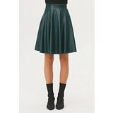 Dewberry 88854 Flared Faux Leather Skirt-PETROL | shoptok.hr