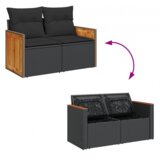 vidaXL set od 13 komada vrtnih sofa s jastučićima crni poli ratan akacija, set od 3 komada vrtnih stolova s jastučićima crni poli ratan akacija | shoptok.hr