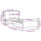  Krevet s regalom za knjige bez madraca bijeli 75x190cm borovina | shoptok.hr