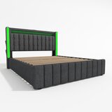 Lumor Postelja z 4 predali 160x200 cm oblazinjena z lanom - z možnostjo polnjenja in LED osvetlitvijo - siva, (22151223) | Shoptok.si