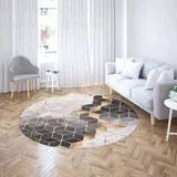 Tepih sa gumenom podlogom 160x160cm - 3d kocke crno-zlatni, TG-1059