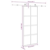  Klizna vrata s priborom 90 x 205 cm kaljeno staklo i aluminij | shoptok.hr