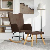 Stolica za ljuljanje s osloncem za noge smeđa od tkanine - Smeđa 1 Sa naslonom za noge | shoptok.hr