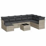 Maison Chic Seti vrtnega pohištva - Vrtna garnitura - Vrtni pohištvo set 9-delna z blazinami sv. siv poli ratan, (21798660) | Shoptok.si