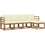  Set vanjskih sofa 5 pcs Prirodna i krem Čvrsto drvo akacije | shoptok.hr