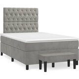 vidaXL Box spring postelja z vzmetnico svetlo siva 120x190 cm žamet Cene