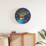 vidaXL Zidni sat zlatno-plavi Ø 29,5 cm od polistirena i stakla | shoptok.hr
