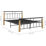 Kovina Posteljni okvir kovina in trdna hrastovina 140x200 cm | Shoptok.si