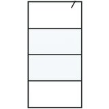 Pregrada za tuš crna 100 x 195 cm s napola mutnim staklom ESG | shoptok.hr