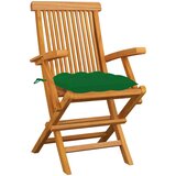 Maison Chic Vrtni stoli - Stol za vrt z zelenimi blazinami 3 kosi trdna tikovina JS2613, (21876361) | Shoptok.si