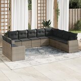 vidaXL 10-dijelni set vrtnih sofa od poliratana s jastucima sivi Cijene