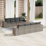 Maison Chic Seti vrtnega pohištva - Vrtna garnitura - Vrtni pohištvo set 9-delna z blazinami siv poli ratan, (21804645) | Shoptok.si