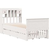 vidaXL Krevet s regalom za knjige bez madraca bijeli 90x190cm borovina | shoptok.hr