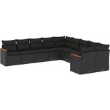  The Living Store Vrtna sedežna garnitura 10-delna z blazinami črn poli ratan - Vrtna Sedežna Garniture, (21452565) | Shoptok.si