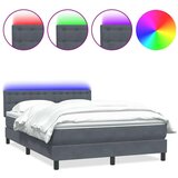vidaXL Box Spring postelja z vzmetnico Temno siva 140x220 cm Velvet | Shoptok.si