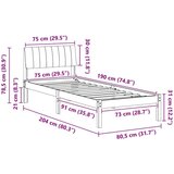  Okvir kreveta Smeđa i taupe 75 x 190 cm Masivna borovina | shoptok.hr