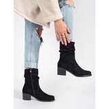 Shelvt Women's black cowboy boots with a ruffled upper | Shoptok.si
