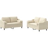  2-dijelni set sofa s jastucima krem od tkanine | shoptok.hr