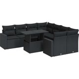 vidaXL 9-dijelni set vrtnih sofa s jastucima crni od poliratana | shoptok.hr