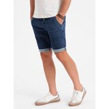 Ombre Men's denim shorts with rolled up leg - dark blue | ePonuda.com