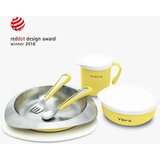 VIIDA Soufflé dječji set posuđa antibakterijski nehrđajući čelik, žuta | shoptok.hr